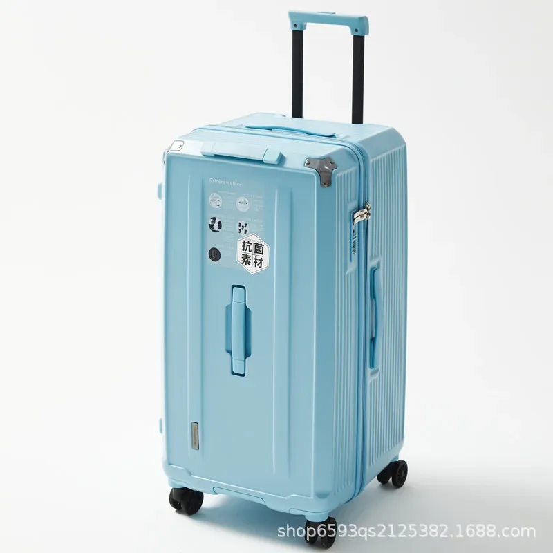valise à roulettes grande capacité avec amortisseur à ressort, frein et roues pivotantes, poignée de transport pour étudiants