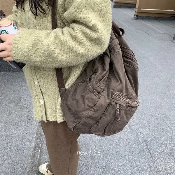 sac à dos en coton de style preppy vintage pour hommes et femmes, fermeture éclair souple, décontracté, grande capacité, style euro-américain, printemps, été, nouveau