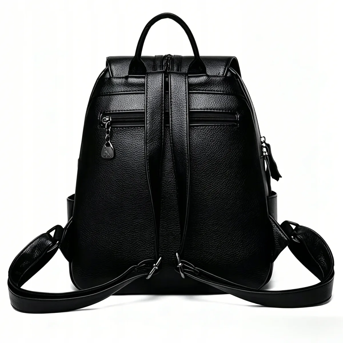 sac à dos et sac à main 2-en-1 en éco-cuir pour femme avec pompon – sac fourre-tout léger et spacieux, format a4, bretelles réglables, accessoires argentés pour le travail et les voyages