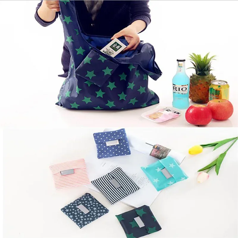 sac de shopping vert pliable imprimé à la mode, fourre-tout, pochette pliante, sacs à main pratiques, sacs de rangement de grande capacité