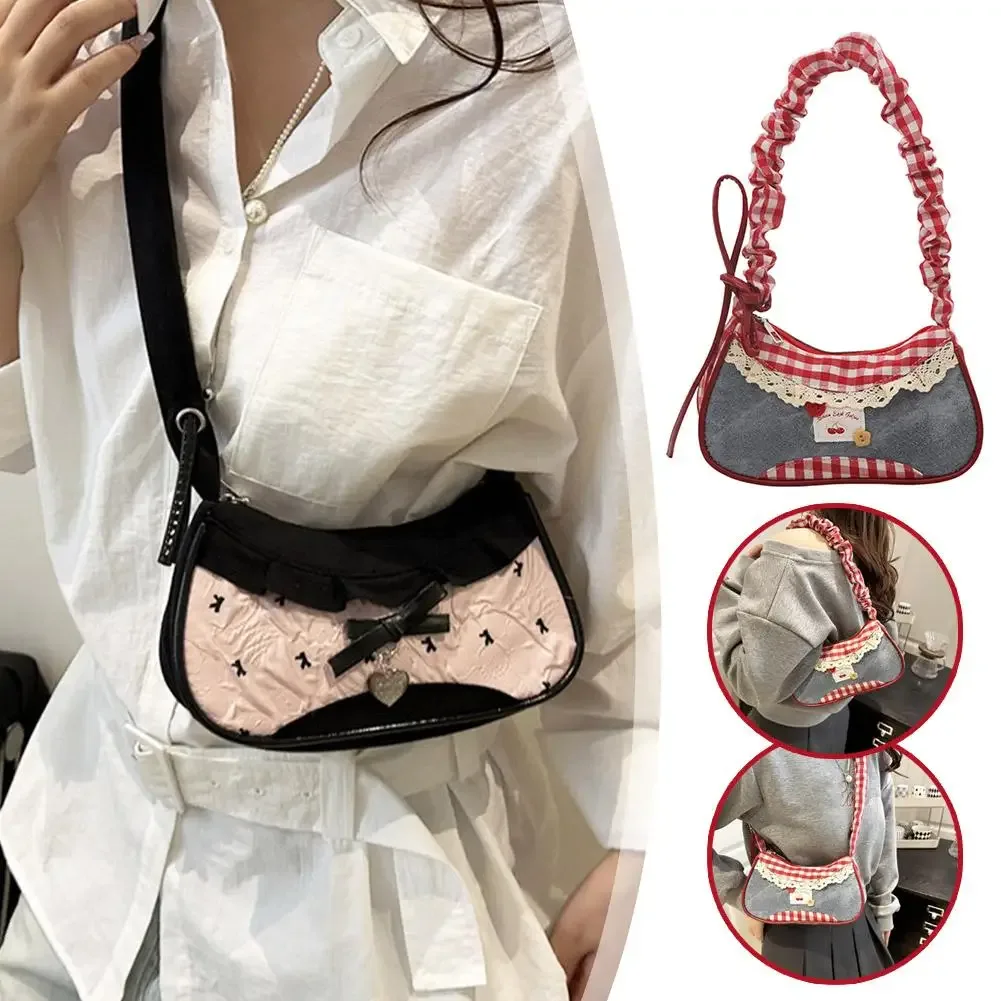 nouveau mignon à carreaux cowboy doux femmes simple mode sac à bandoulière décontracté rose mini sacs à main femmes harajuku plaid mini sacs