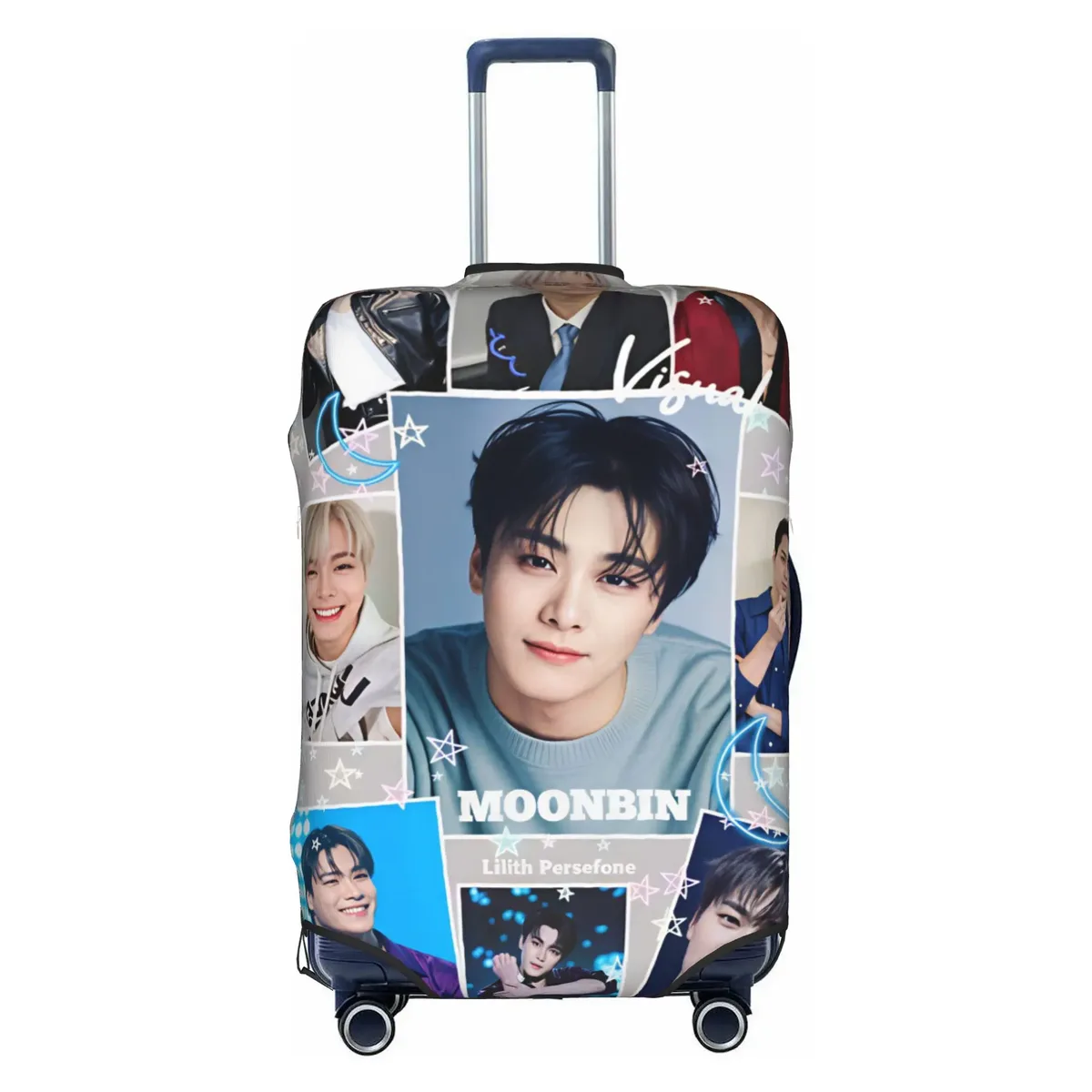 housse de valise élastique kpop astros mj jinjin cha eun woo yoon san ha rocky, protection pour valise adaptée aux tailles 18-32 pouces