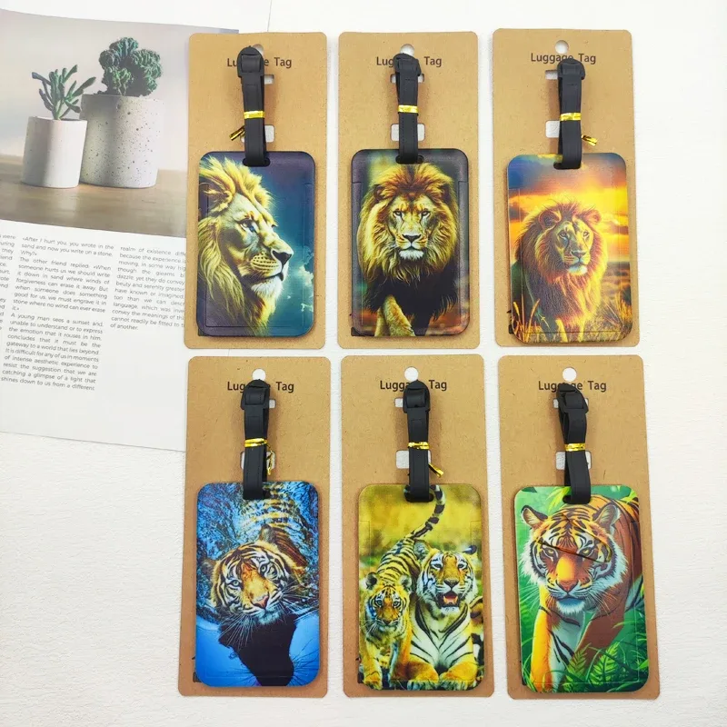 lion tigre étiquette de bagage voyage abs étiquette de bagage impression animale valise id porte-adresse bagages embarquement billet portable