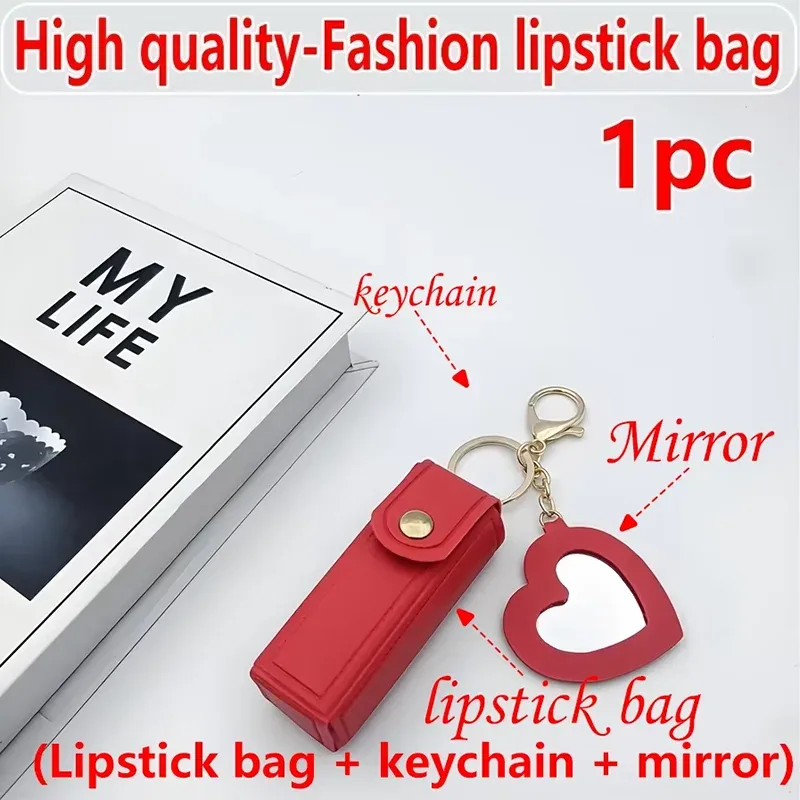 différentes couleurs disponibles, mini sac à rouge à lèvres portable avec miroir en forme de cœur, sac à rouge à lèvres portable avec miroir, petite trousse de maquillage