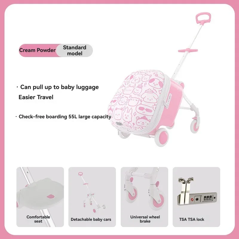 valise abs bébé vert personnages animaux roulettes toupie pliante parebrise amovible usage voyage enfant