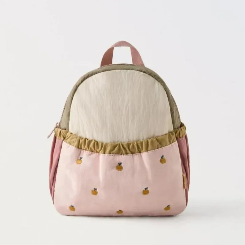 Nouveau sac d'école pour enfants brodé petite pomme à la mode léger maternelle sac à dos à la mode