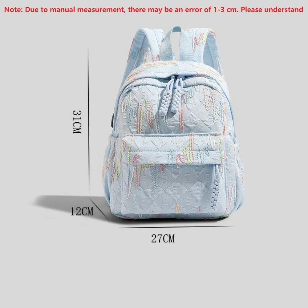 sac dos nylon motif ondulé légèrement matte lacet reglable fermeture éclair petite capacité voyage femme bleu noir beige