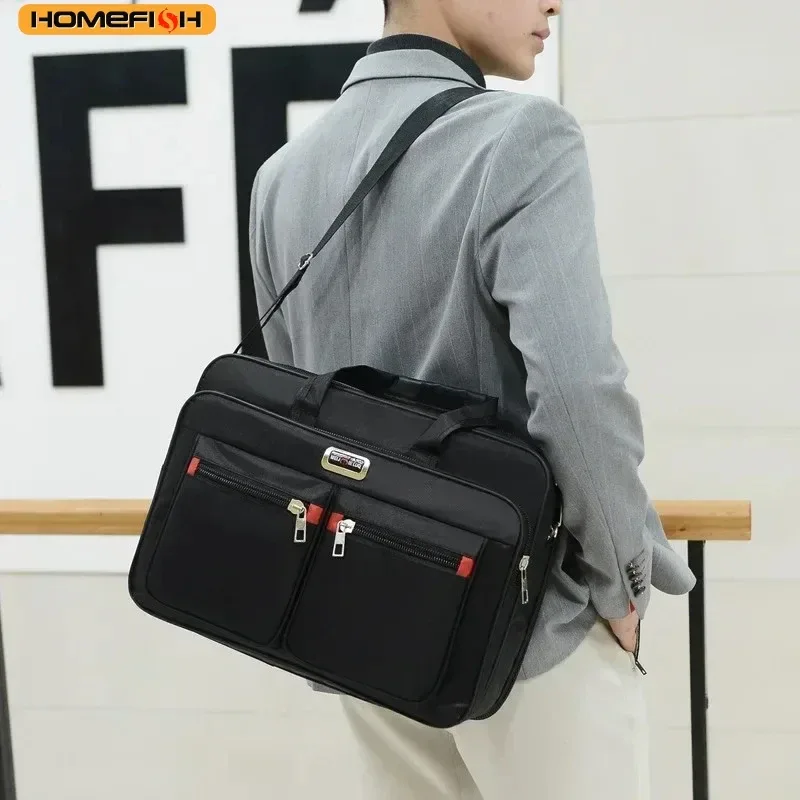 sac à main d'affaires portable multi-poches homefish pour hommes, sacoche à bandoulière polyvalente de grande capacité pour le travail quotidien et les occasions décontractées