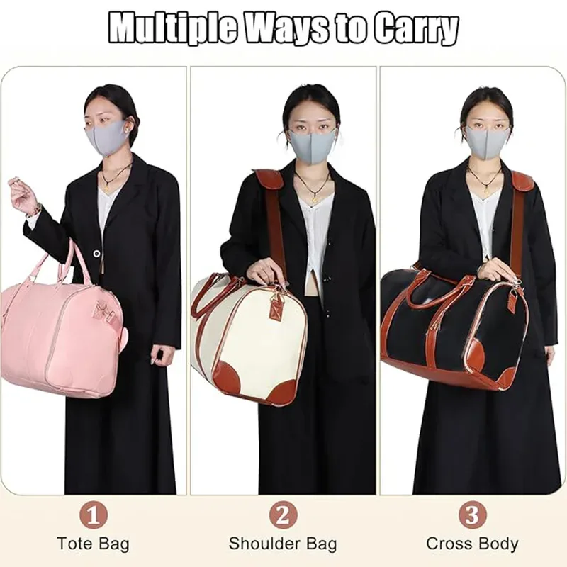 sac de voyage pliable pour femme, pratique, grand sac de voyage en cuir pu, sac de voyage d'affaires pour femme