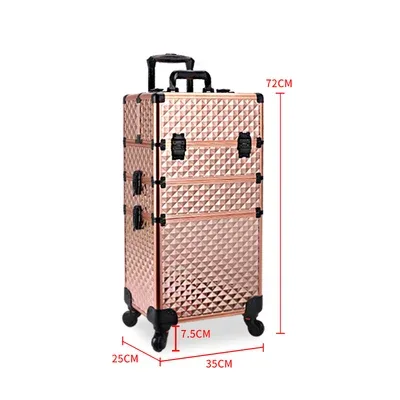 valise pvc dorée noire motif géométrique relief poignées robustes roues toupies grande capacité usage voyage