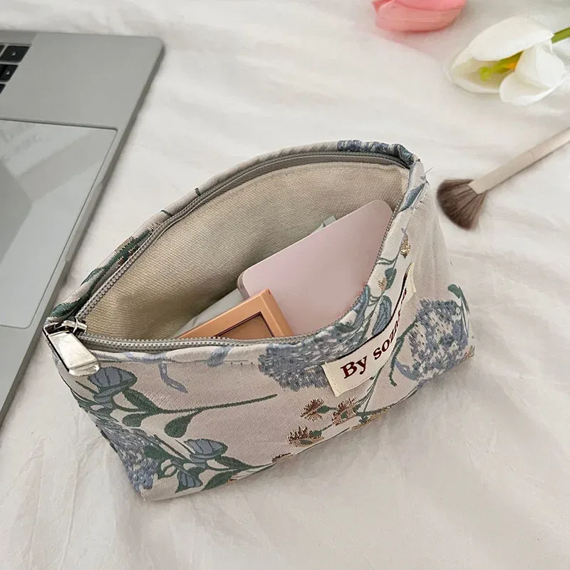 trousse de maquillage à fermeture éclair pour femmes, nouveaux sacs à cosmétiques, organiseurs, instituts floraux, stockage de poudres, trousse de maquillage, voyage