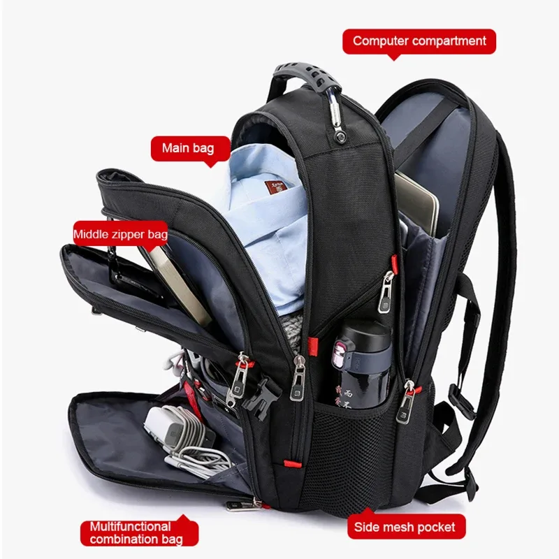 sac à dos suisse imperméable pour hommes, sacs à dos pour ordinateur portable 15.6/17 pouces, sacs de voyage scolaires, sac à dos d'affaires de grande capacité, mochila