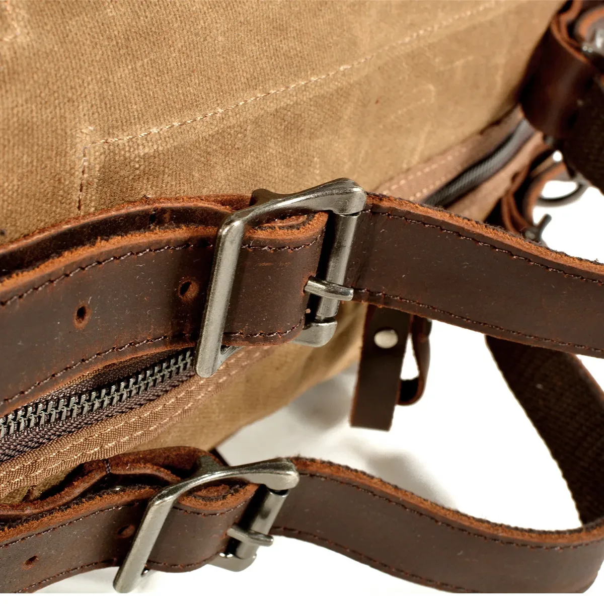 sac de voyage de style militaire, en toile épaisse cirée, sac de sport de grande capacité, sac de voyage rétro pour activités de plein air.