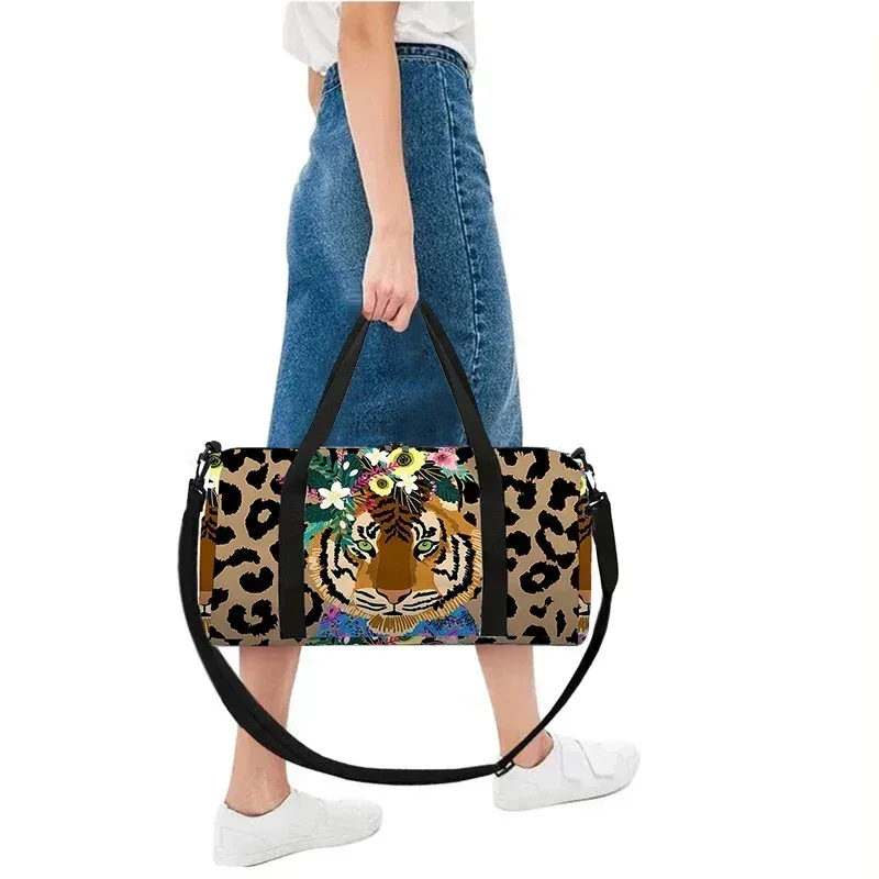 sac de voyage grande capacité léopard tigre pour garçons et filles – meilleurs cadeaux – sac de sport de voyage 2d dessin animé pour enfants