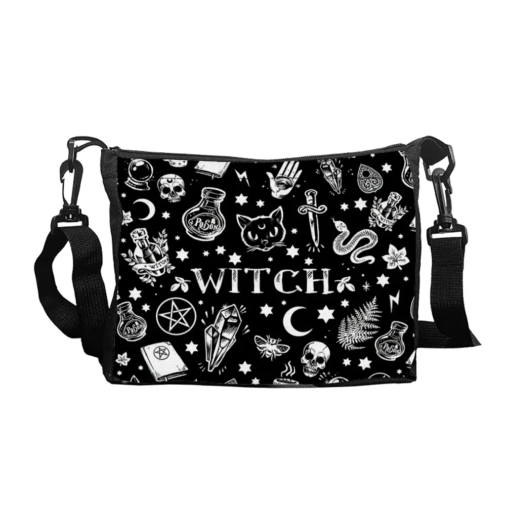 sac à bandoulière imprimé chat gothique, sac à bandoulière en tissu halloween, petit sac à main carré polyvalent, sac à main simple et élégant pour femmes