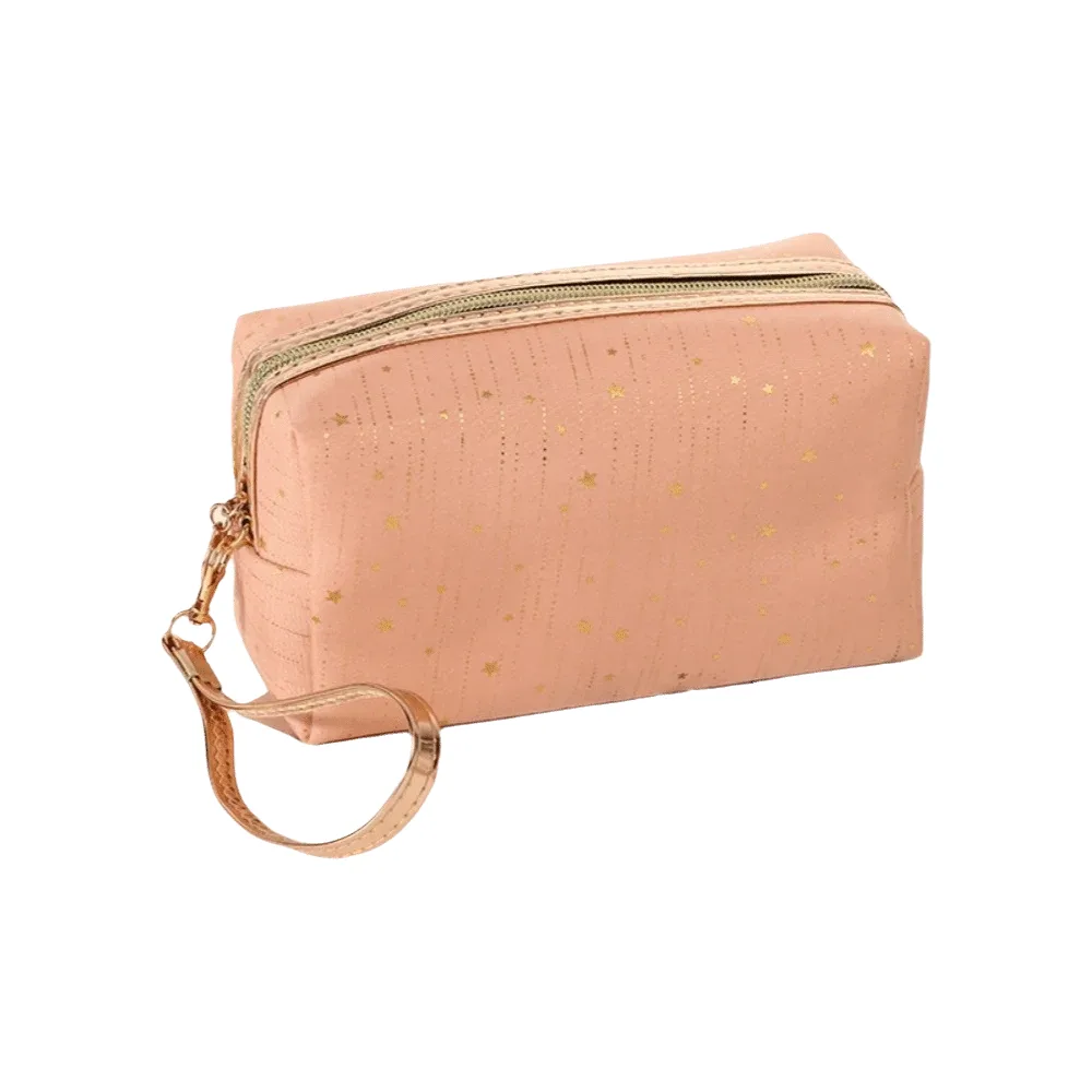 sac de maquillage grande capacité bling, ténu doré, imperméable, léger et respirant, organisateur de toilette de voyage