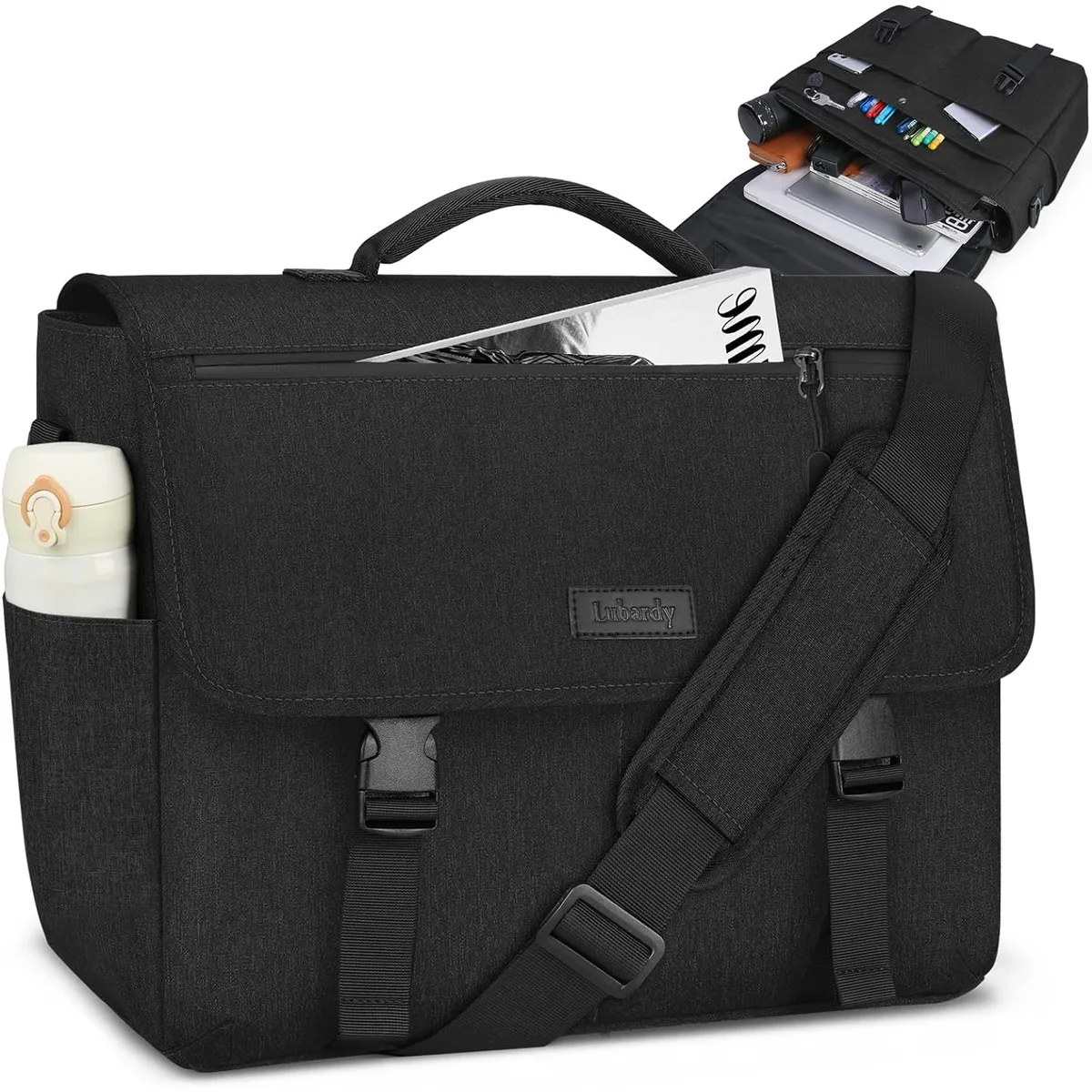 sacs à main pour ordinateur portable pour hommes, sac pour ordinateur portable de 15,6 pouces, sac pour ordinateur résistant à l'eau, sacs à bandoulière légers