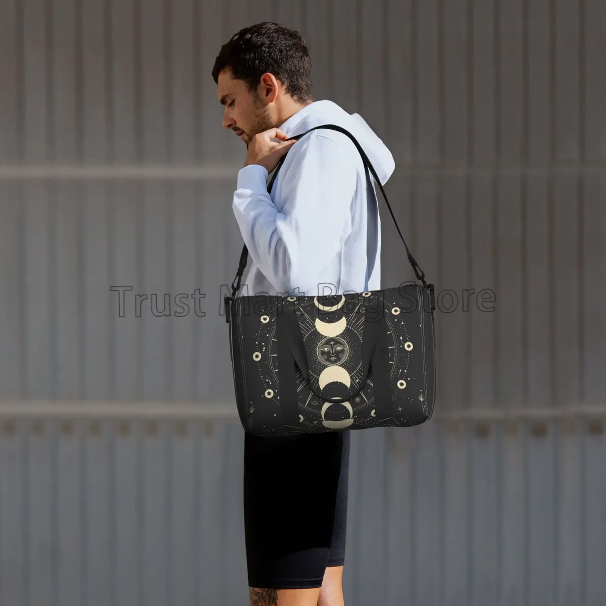 sac de sport de voyage unisexe, lune, étoile, soleil mystique, stratravelling, tarot goth, sacs de week-end polyvalents, sac à bagages étanche décontracté