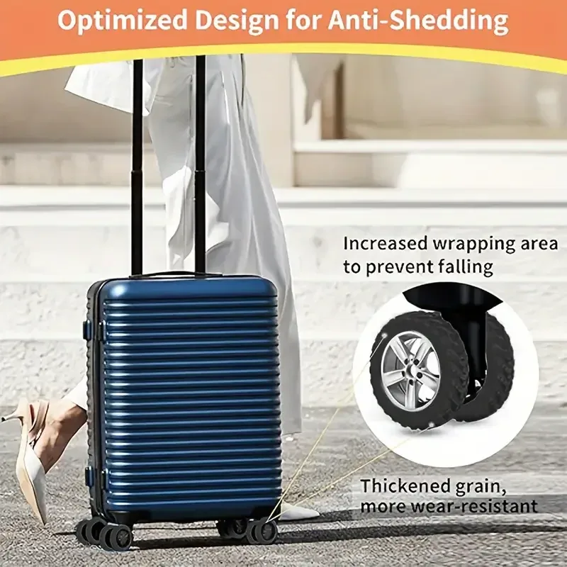 8 protections de roues de bagages en silicone, texture épaisse, réduction du bruit, housses de bagages de voyage, accessoires durables