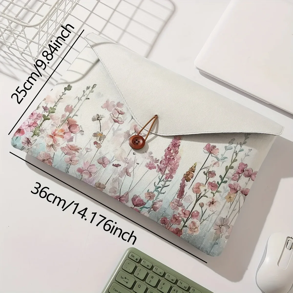 sac pour ordinateur portable à motif imprimé floral avec housse en tissu souple pour ordinateur portable, adapté au rangement à couverture souple pour ordinateur portable et au sac de rangement pour tablette