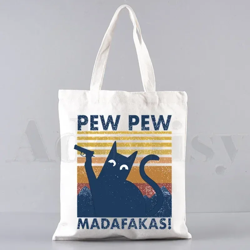 pew pew madafakas sac fourre-tout unisexe sacs en toile sacs à provisions imprimé sac à bandoulière décontracté pliable