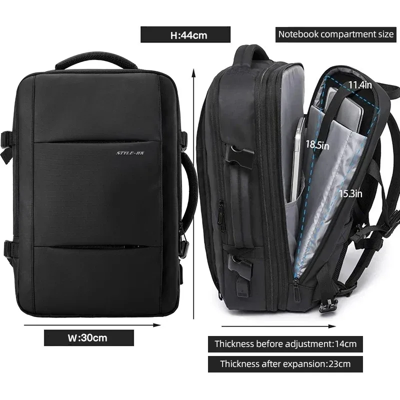 hk business sac à dos pour hommes étanche antivol 15.6 "sac à dos pour ordinateur portable décontracté grande capacité extensible sac de voyage court voyage