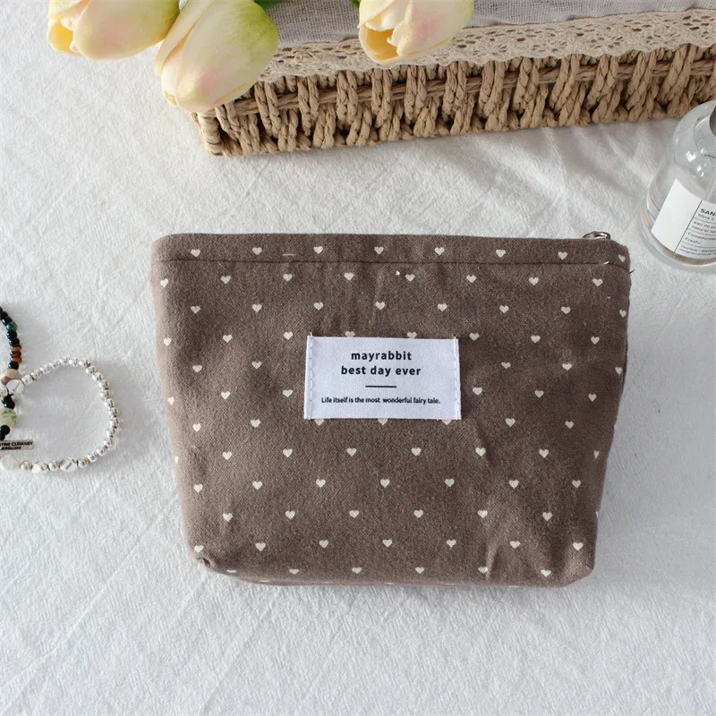 sac de maquillage coréen ins dot love pour rouge à lèvres, pochette pour femme, petits sacs à cosmétiques, sacs intérieurs, sacs de rangement de voyage, trousse de toilette