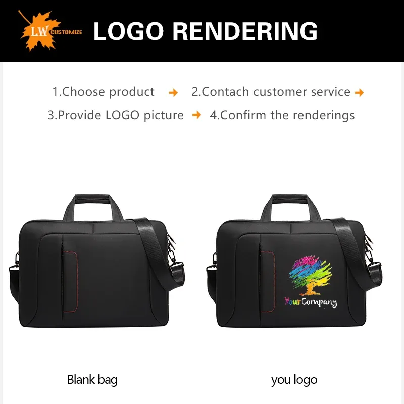 sac à main personnalisé pour hommes, avec logo imprimé, nom, mallette d'affaires de 15.6 pouces, sac étanche en nylon pour ordinateur portable pour femmes