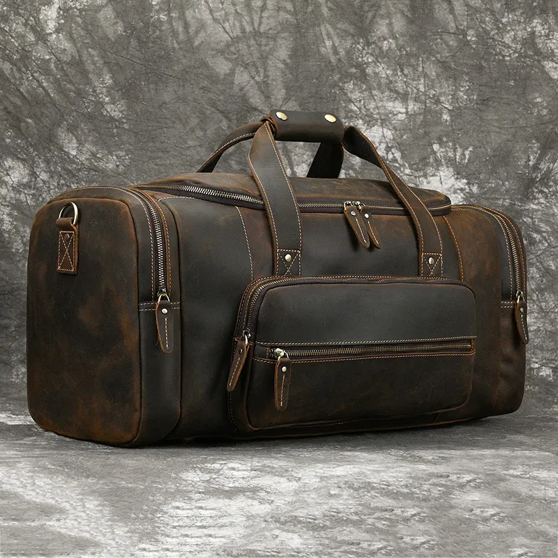 sac à bagages en cuir de grande capacité pour hommes, sac de voyage masculin, sacs de sport, sacs de week-end sur les bagages, sacs à main de nuit