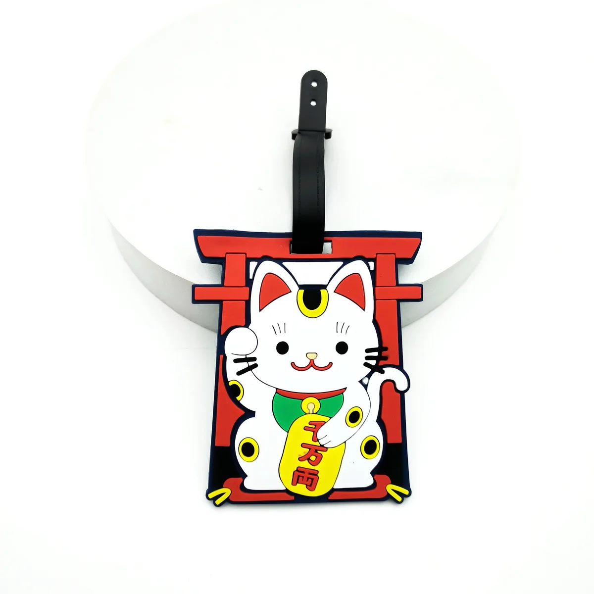 1 pièce/2 pièces/3 pièces zhaocai chat étiquette de bagage pendentif voyage essentiel aéroport bagages anti perte étiquette d'identification nom de bagage unisexe