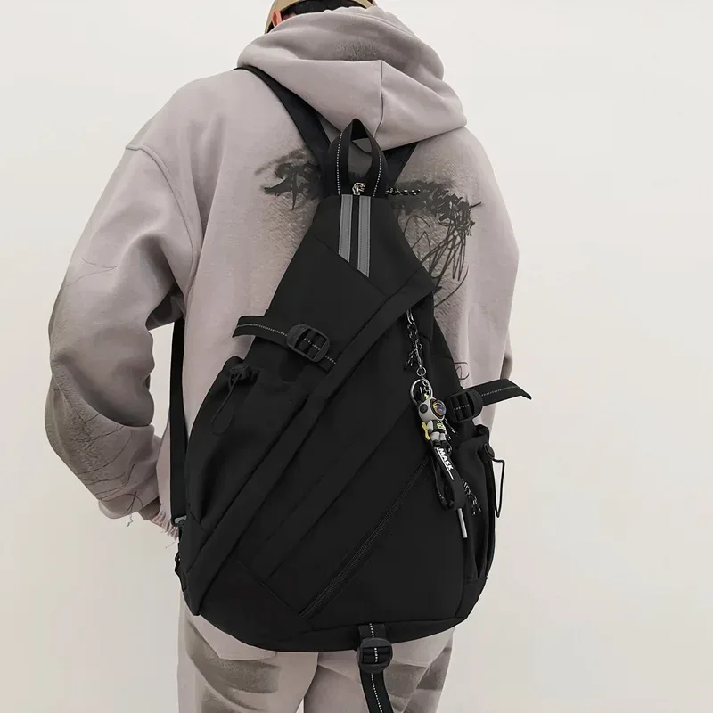 2024 techwear style hip hop sport moto sac à dos hommes femmes multifonction étanche voyage unique épaule sac d'école