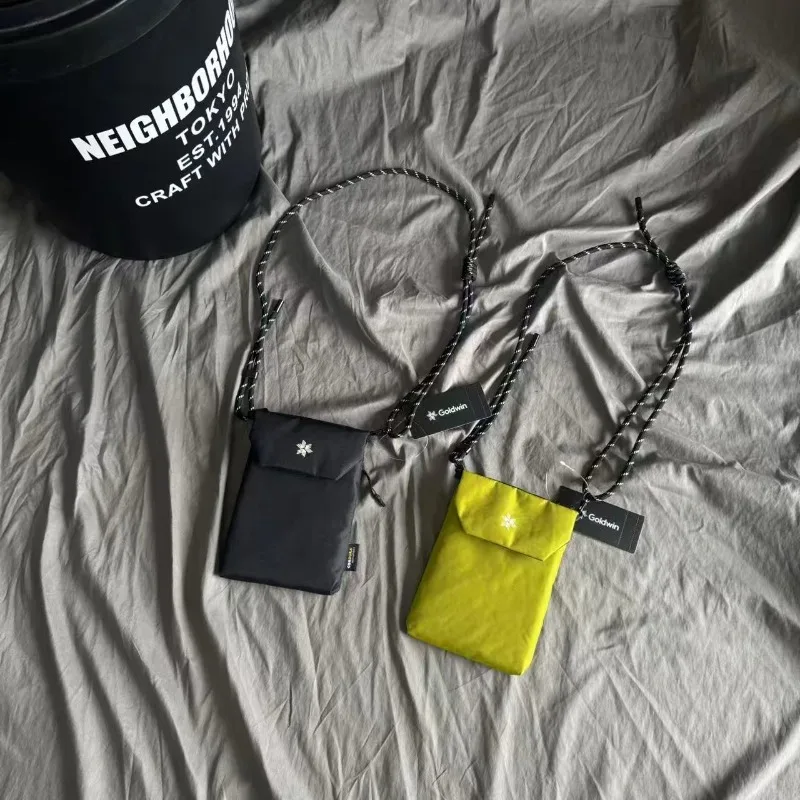 sac à bandoulière compact goldwin twist rope avec rabat, pour homme et femme, noir et jaune, sacoche de téléphone, pochette zéro, sacs à dos polyvalents