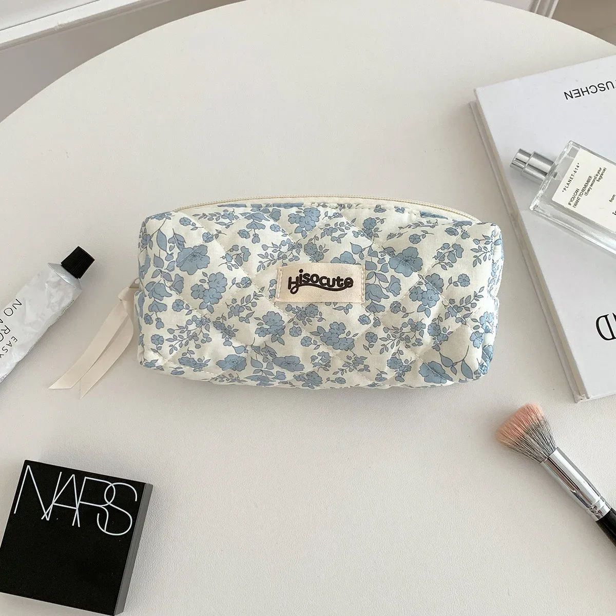 sac de rangement cosmétique de grande capacité, organiseur de toilette portable, sac à maquillage simple de style ins pour femmes, petit sac à main à fleurs