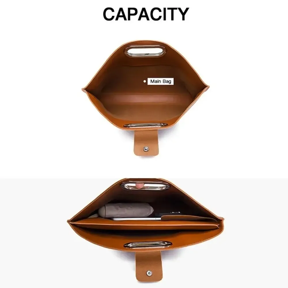 sac fourre-tout élégant en pu pour documents de bureau, grande capacité, sacoche pour ordinateur portable, sacoche pour dossiers, sac à main de couleur unie, porte-documents pour femmes