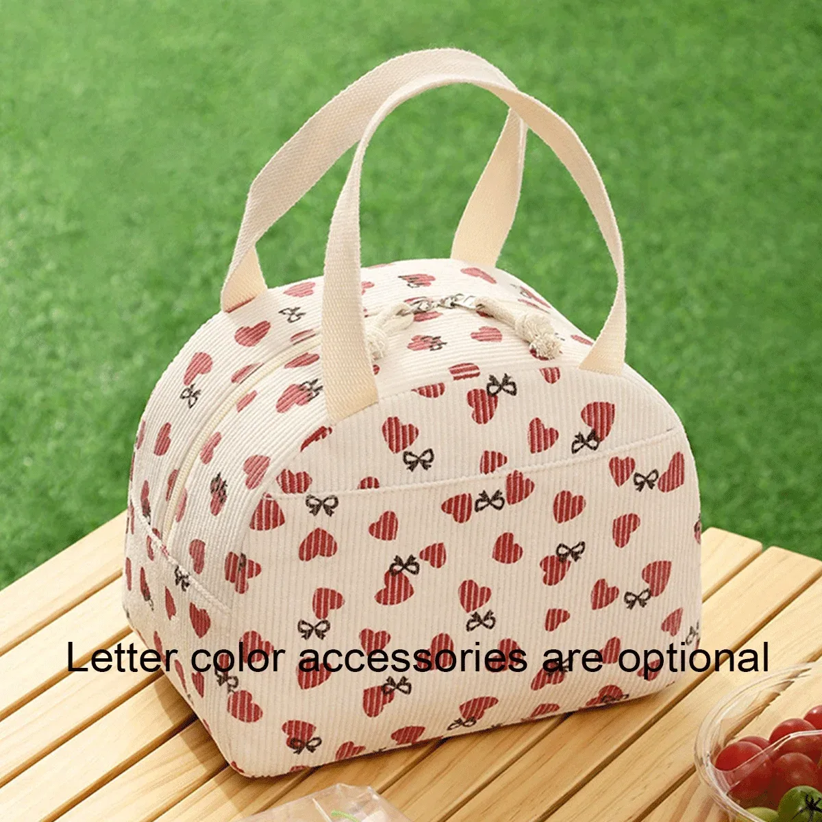 sac fourre-tout personnalisé avec initiales – sac à déjeuner isotherme en velours côtelé grande capacité personnalisé ; cadeau de rentrée scolaire, sac de vacances et de fête