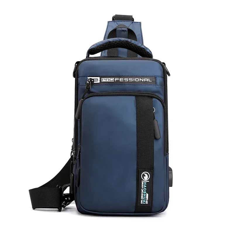 petit sac à dos poitrine sac à bandoulière pour hommes avec port de chargement usb voyage mâle nylon fronde messager sac à dos sacs à bandoulière