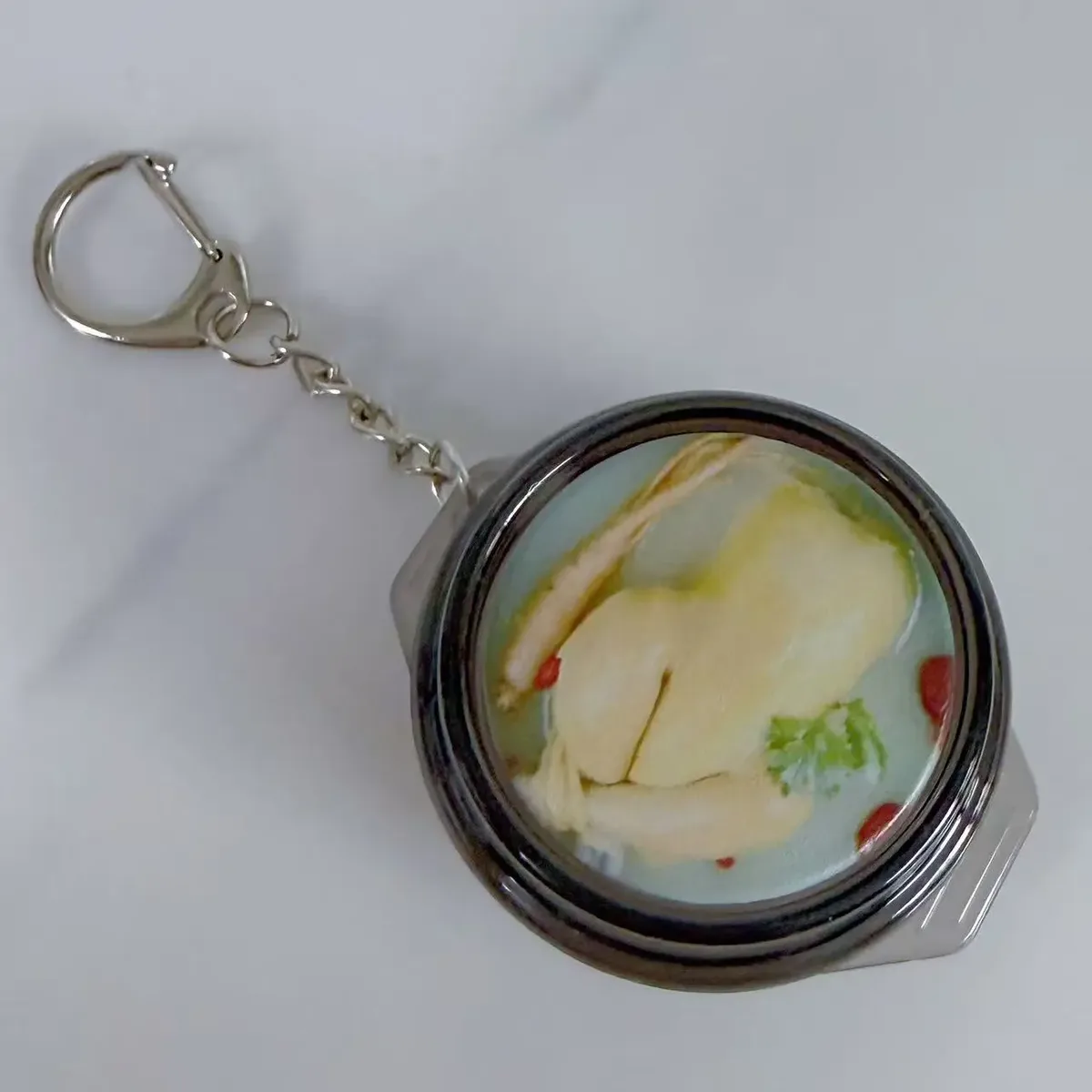 porte-clés coréen en forme de mini-aliment, bouton lumineux, charm kawaii pour sac, cadeau mignon pour amoureux de la cuisine, accessoire pour sac à dos et sac à main