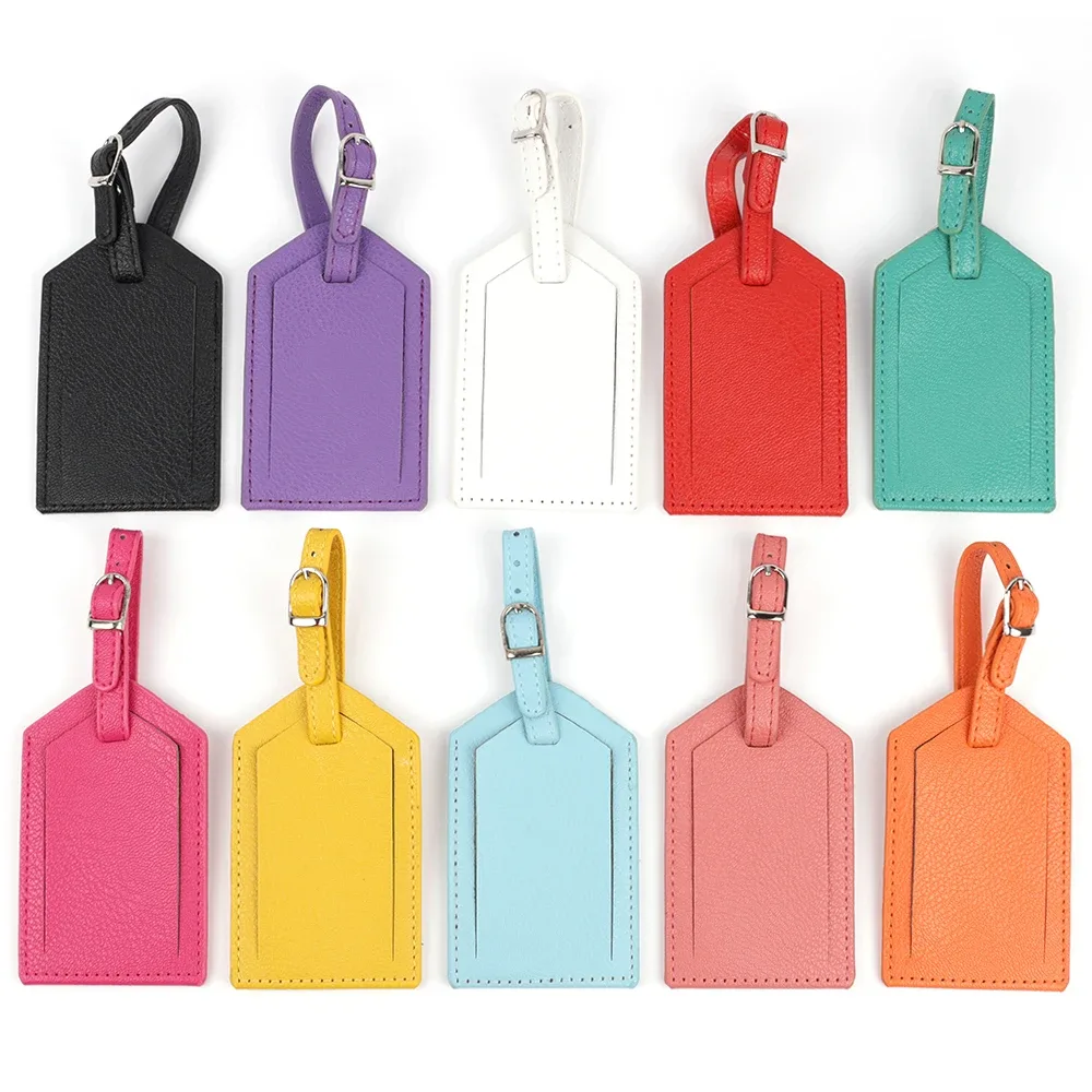 étiquettes de bagage en cuir pu, accessoires de voyage pour femmes et hommes, porte-nom et adresse pour valise, étiquettes d'embarquement, plusieurs couleurs disponibles