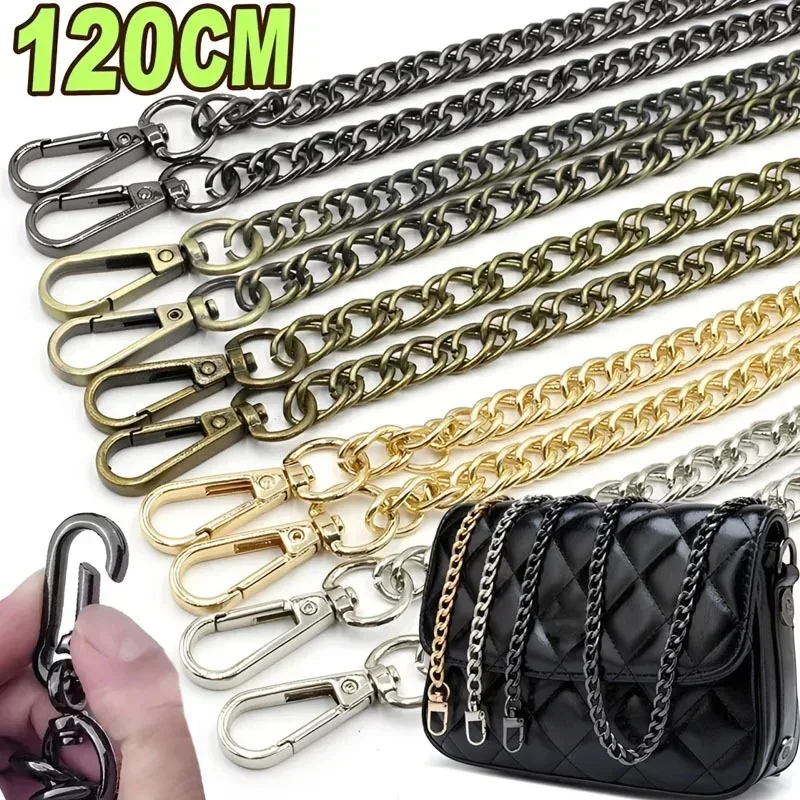 chaîne de sac à bandoulière en métal détachable de 120 cm, sangle de remplacement diy pour sac à main, pièces de sac à main pour femme, chaîne légère