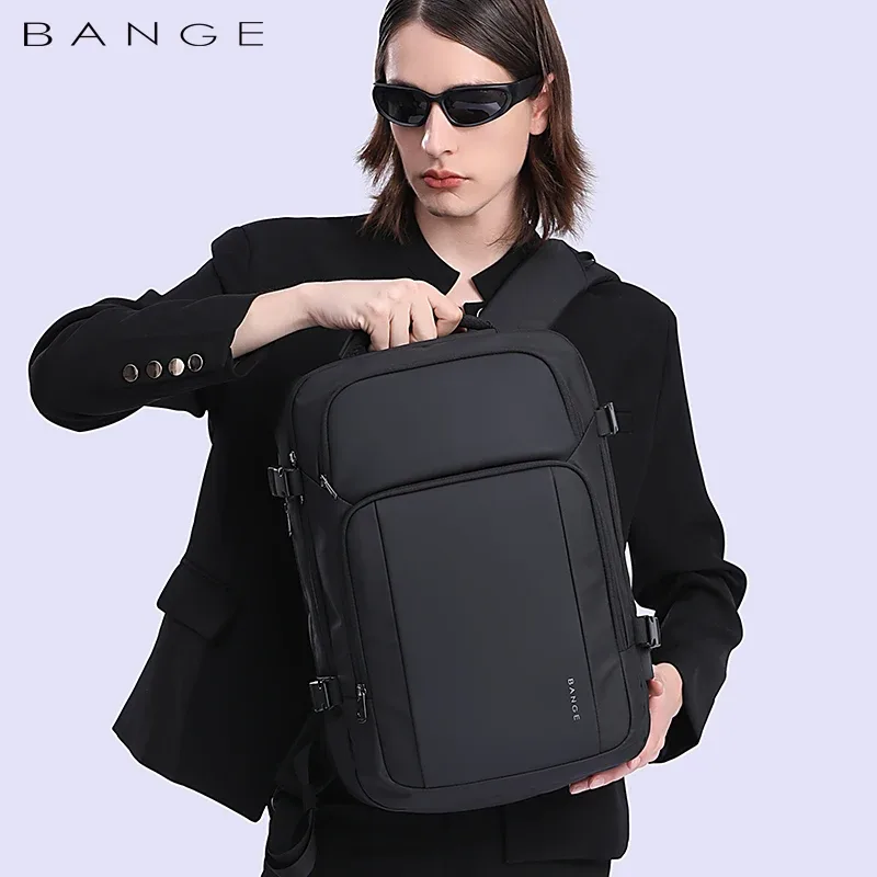 sac dos tpu polyester noir grande capacité rechargeable usb poignée souple bandoulière arquée fermeture éclair usage voyage décontracté