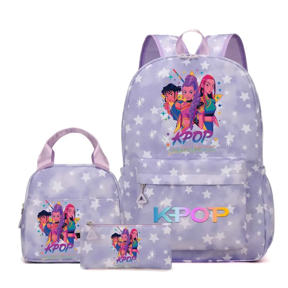 sac à dos kpop demon hunters pour filles, enfants, sacs à crayons, sacs à déjeuner, sacs à livres, sacs d'école pour femmes et adolescentes, ensembles de sacs à dos de voyage pour ordinateur portable