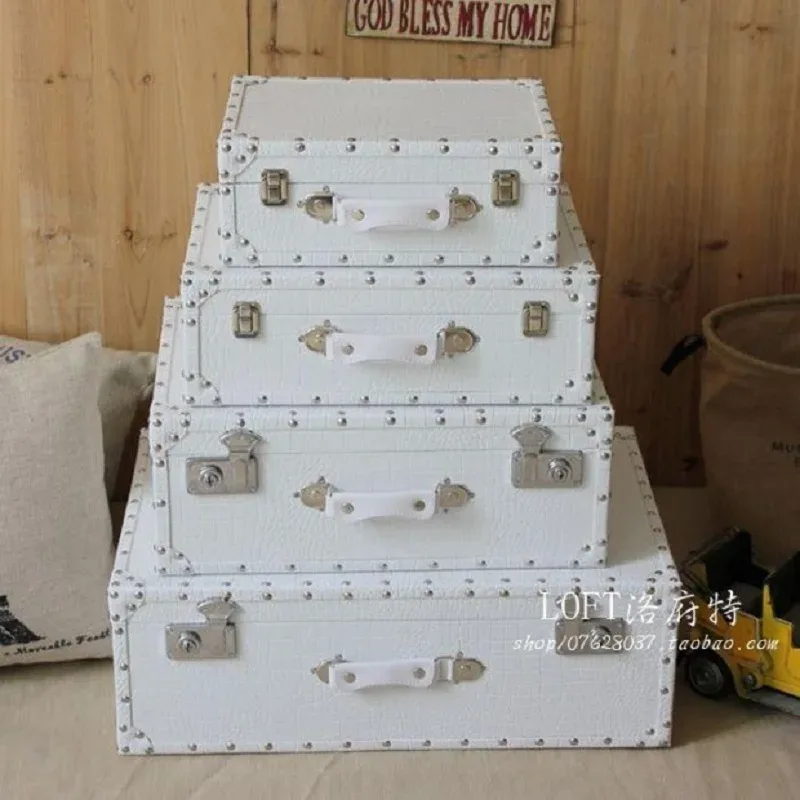 valise de voyage en cuir motif crocodile, coffre de rangement antique avec serrure, boîte à bagages rétro pour décoration intérieure, cadeau de luxe