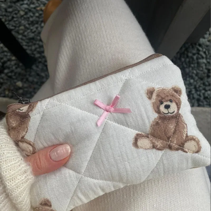 trousse à cosmétiques pour femmes, trousse de maquillage kawaii teddy bear, trousse de rangement pour maquillage, trousse à maquillage imprimée de dessins animés, trousse de maquillage tendance pour femme