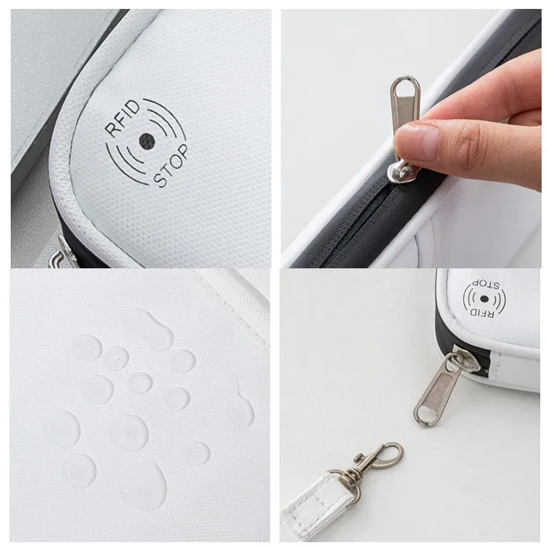 organisateur de documents de voyage avec blocage rfid, organiseur de documents multi-emplacements avec fermeture éclair, étui pour cartes de crédit en cuir pu pour hommes et femmes