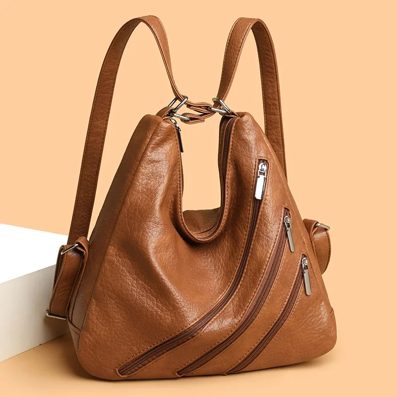 sac à dos en cuir pu de haute qualité pour femmes, sac à dos de grande capacité pour les déplacements, les voyages, l'école, sacs à bandoulière pour femmes