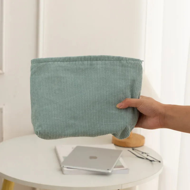 sac à cosmétiques en velours côtelé, grande capacité, organisateur de produits de toilette pour femmes, sac de maquillage à fermeture éclair, pochette de voyage, sac de rangement de cosmétiques pour filles