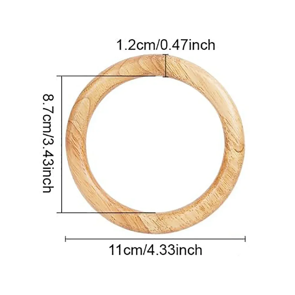 1/2 pièces poignées de sac rondes en bois, remplacements pour sacs à main faits main, sacs de plage, sacs à main et sacs à bandoulière