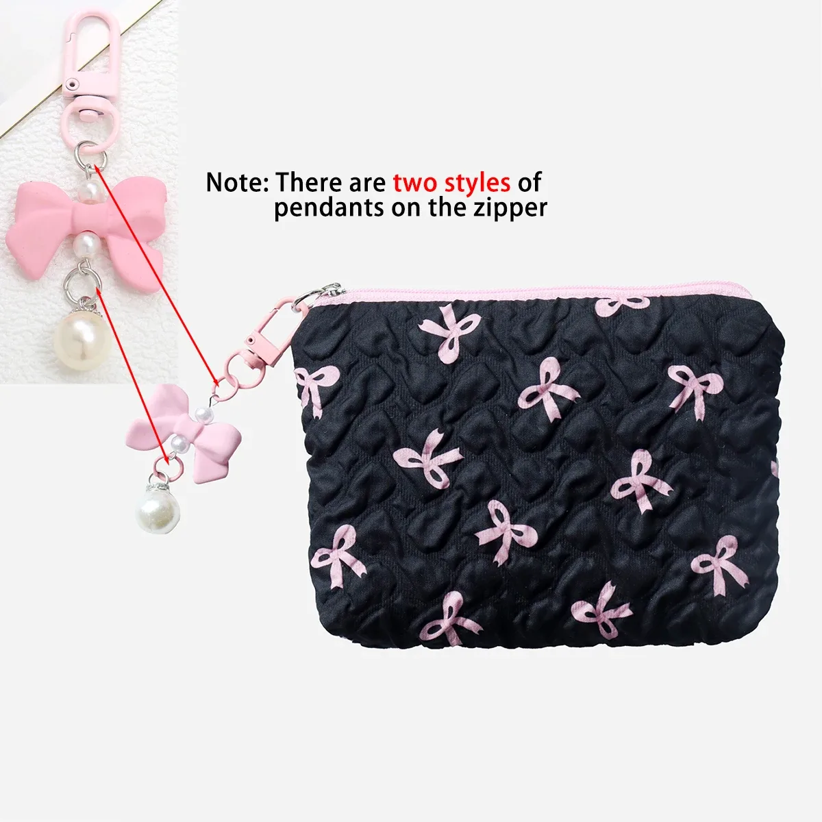 pochette à maquillage brodée avec nœud, design élégant, porte-monnaie, sac de rangement, mignon, grande capacité, trousse de maquillage haut de gamme