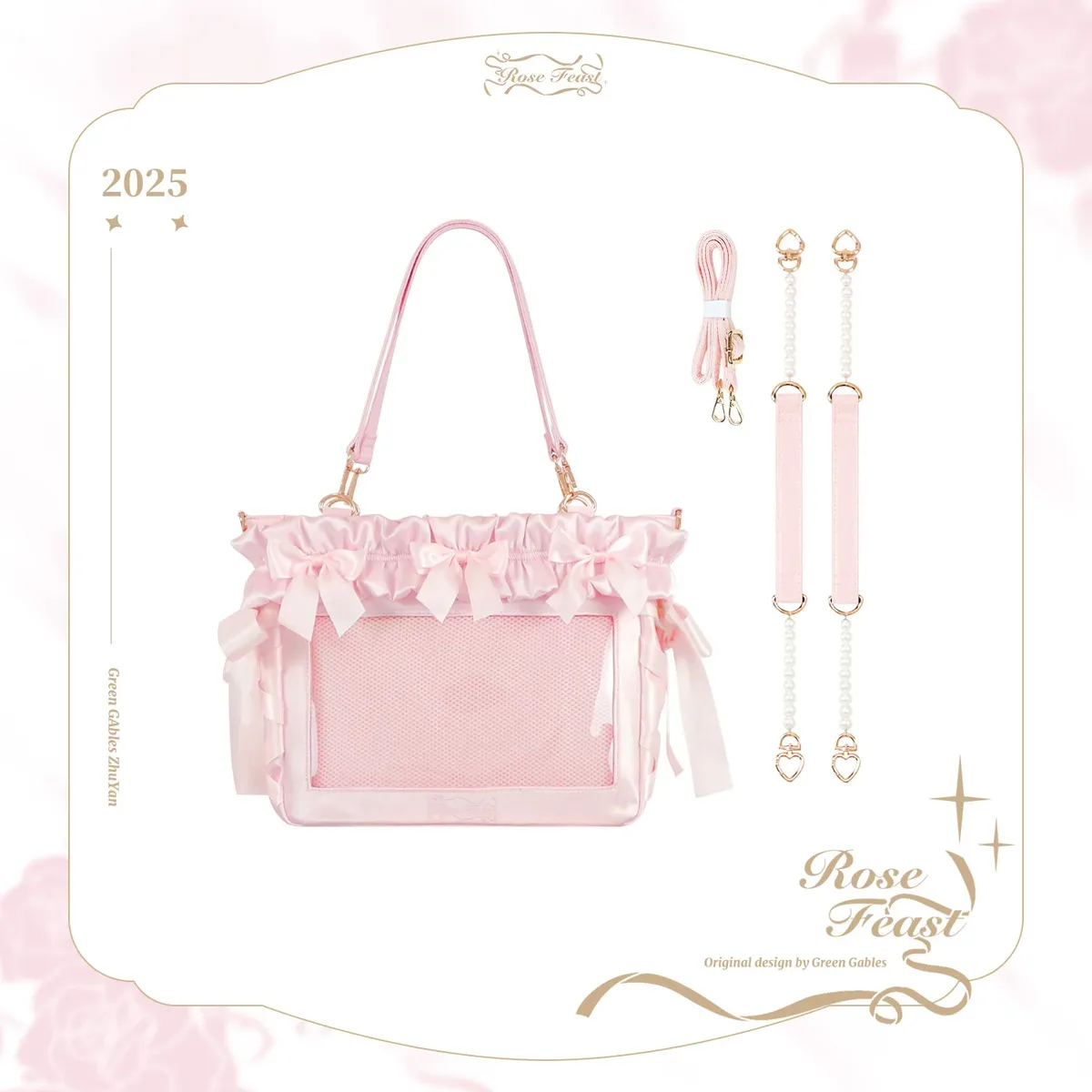 sac de douleur original avec nœud en satin doux, grande capacité, sac à bandoulière pour ordinateur portable de 14 pouces, fourre-tout avec chaîne de perles pour filles et femmes