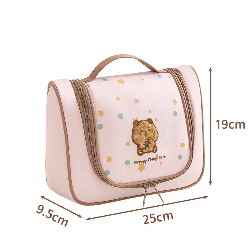 trousse de toilette brodé motif dessin animé avec crochet de suspension et compartiments séparés – idéale pour le quotidien et les voyages